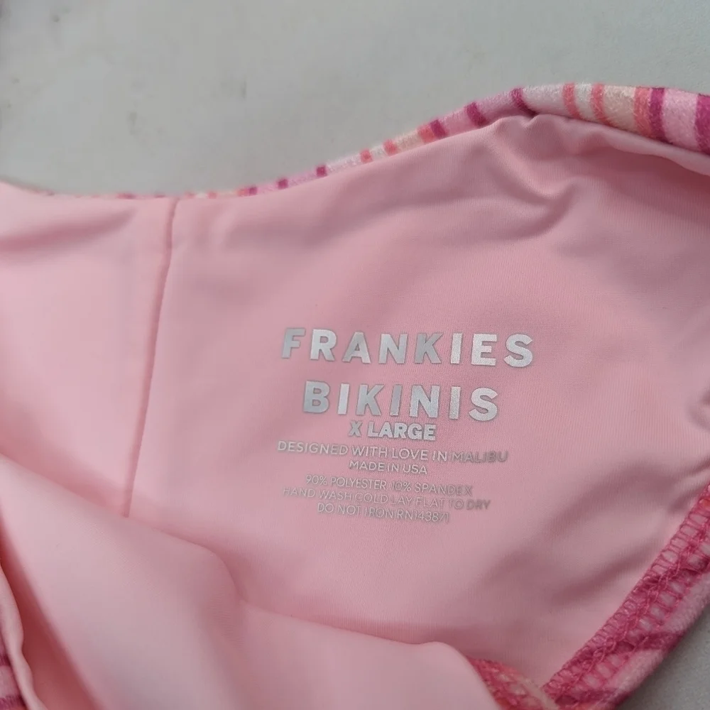 Frankie's Bikinis Bottoms Women XL Swim Bathing Velvet Pink Stripe Katarina